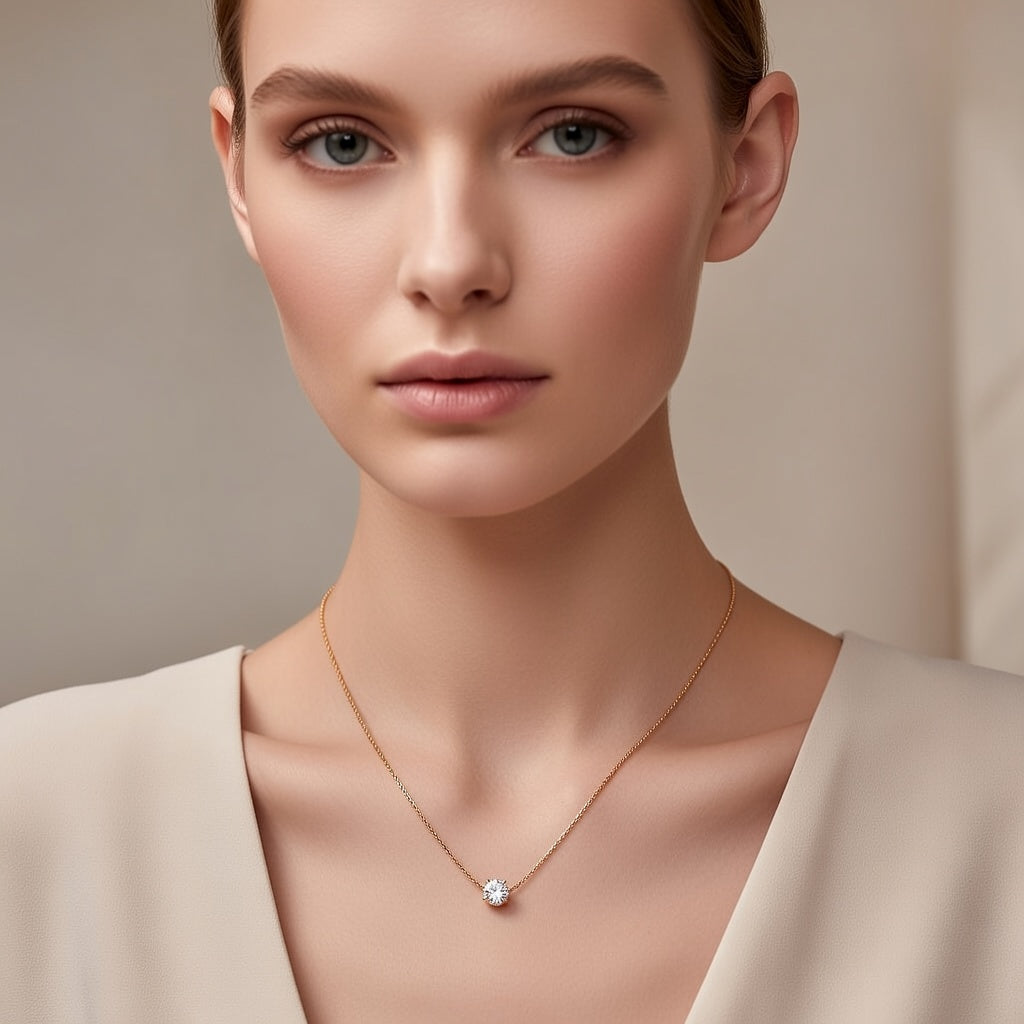 Dainty Solitaire Necklace | Anti- Tarnish