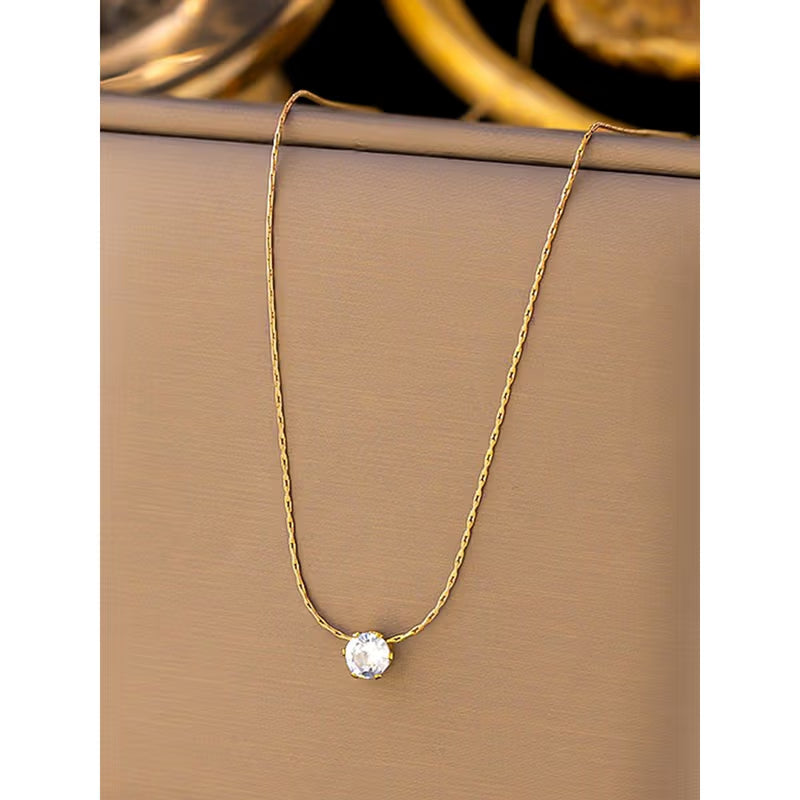 Dainty Solitaire Necklace | Anti- Tarnish