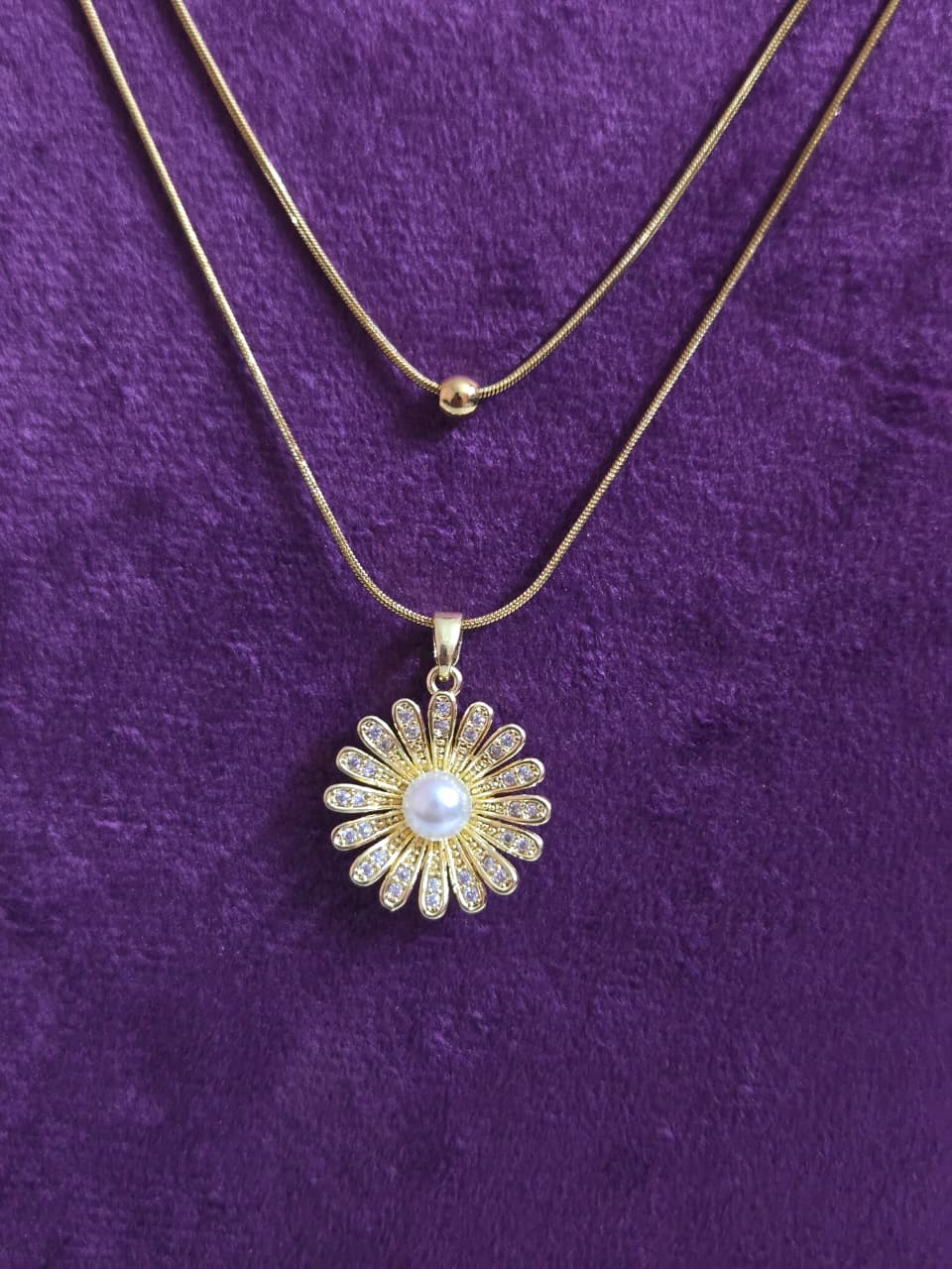 Sunflower Double Layered NeckChain  |  Anti-Tarnish