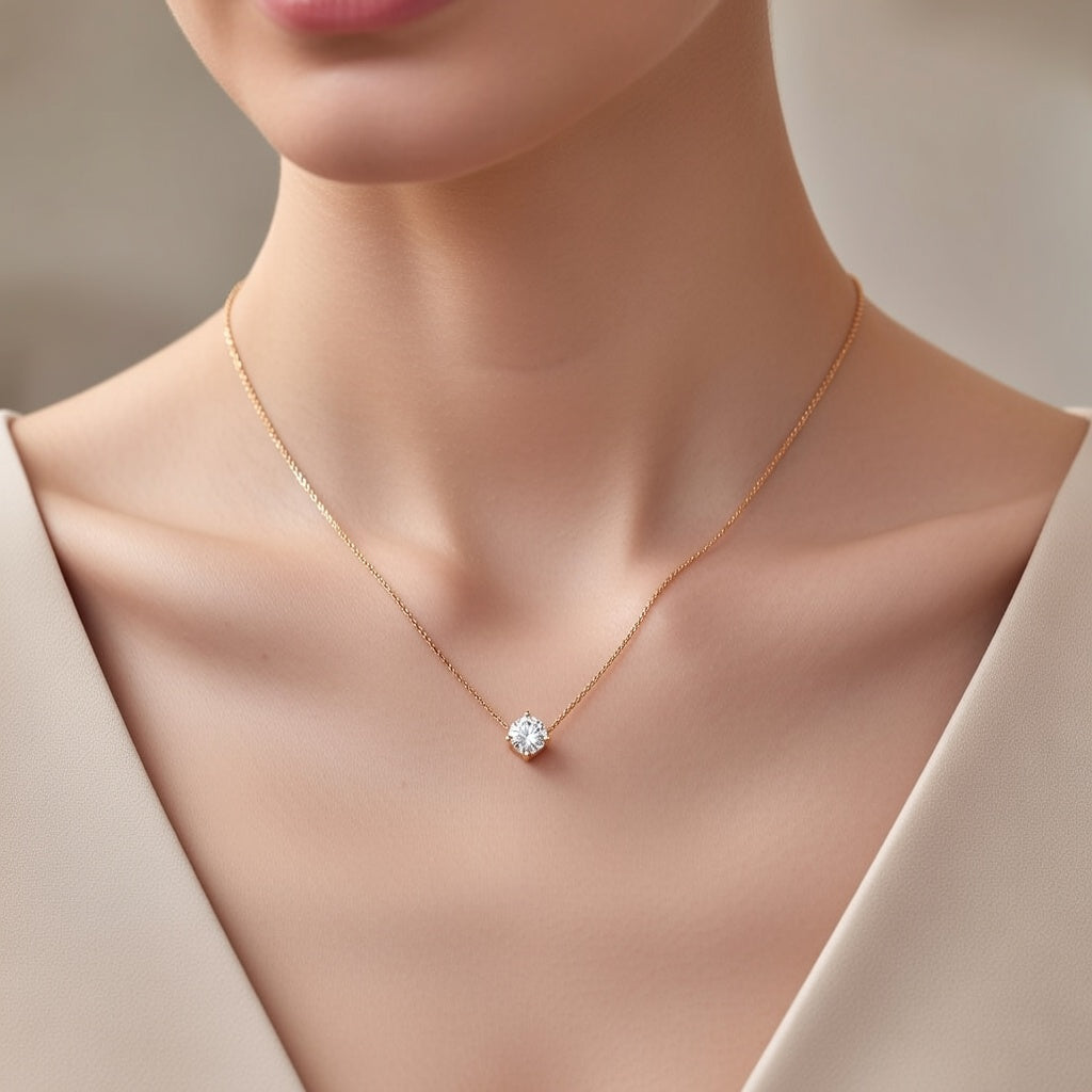 Dainty Solitaire Necklace | Anti- Tarnish