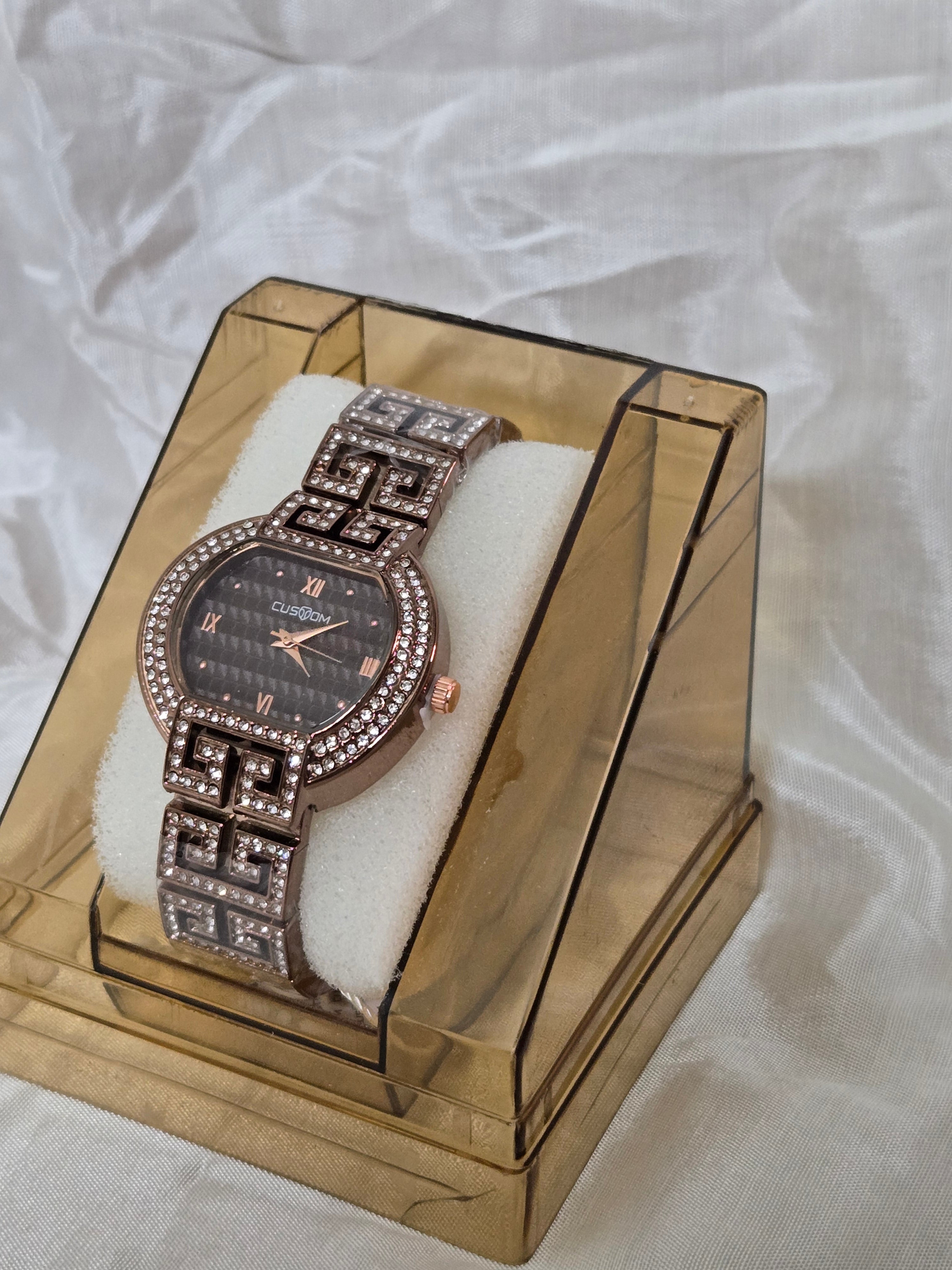 Coffee Studded Elegant Watch