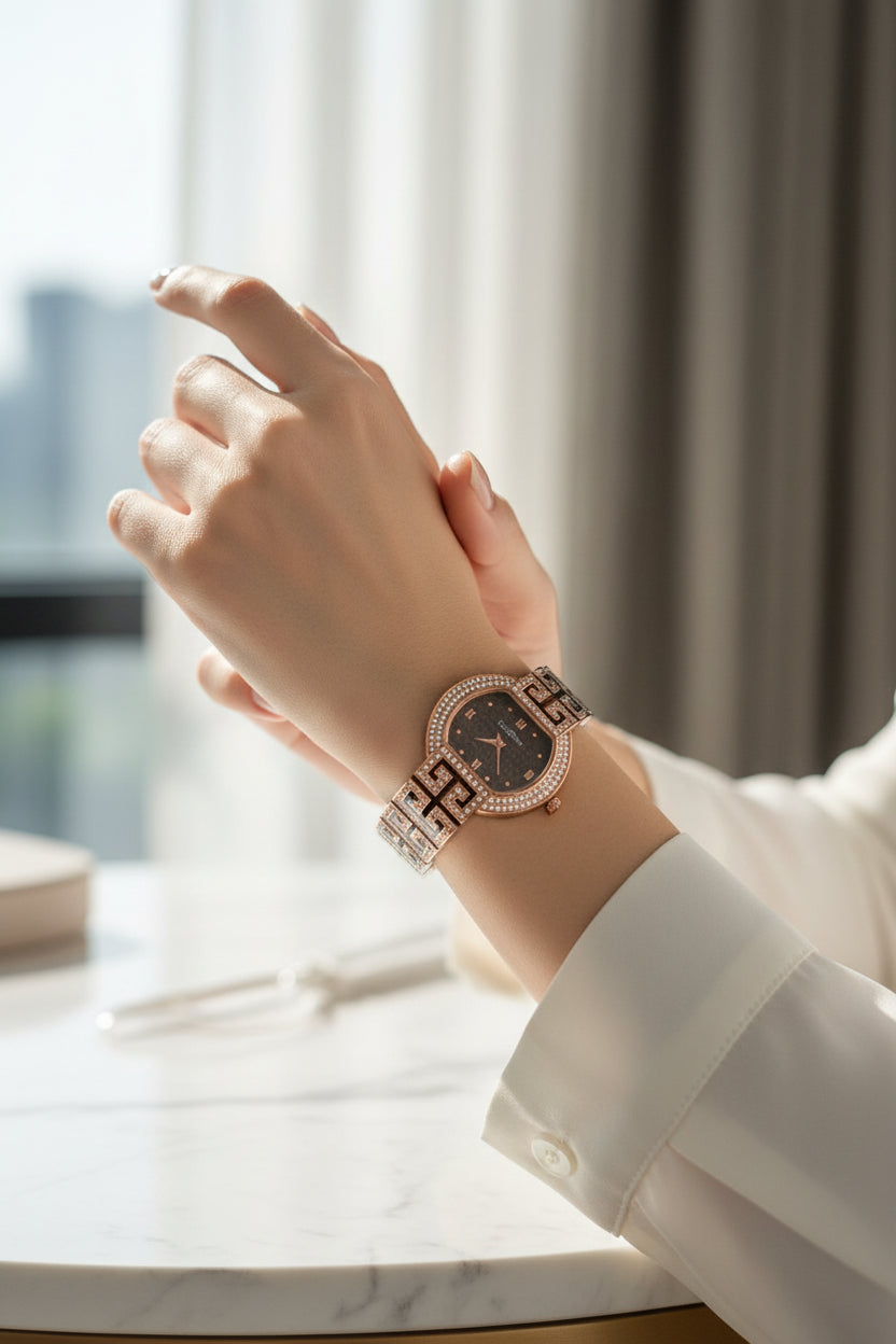 Coffee Studded Elegant Watch
